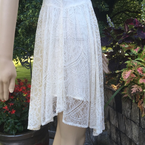 NWT FREE PEOPLE INTRICATE IVORY & GOLD OVERLAY LINED DRESS - Picture 5 of 12